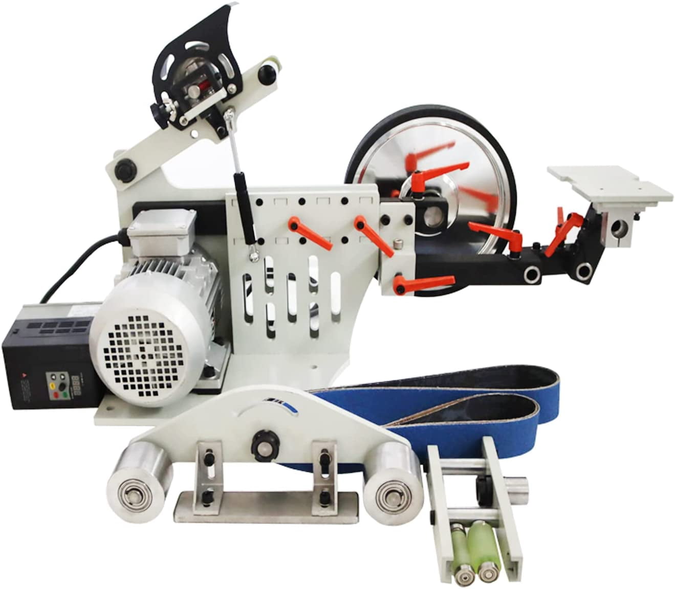 INTSUPERMAI 72" Multi-funchion Belt Sander Grinder Bench Sander Shapener Polishing Machine Cutting Tools Variable Speed Double Stands 220V