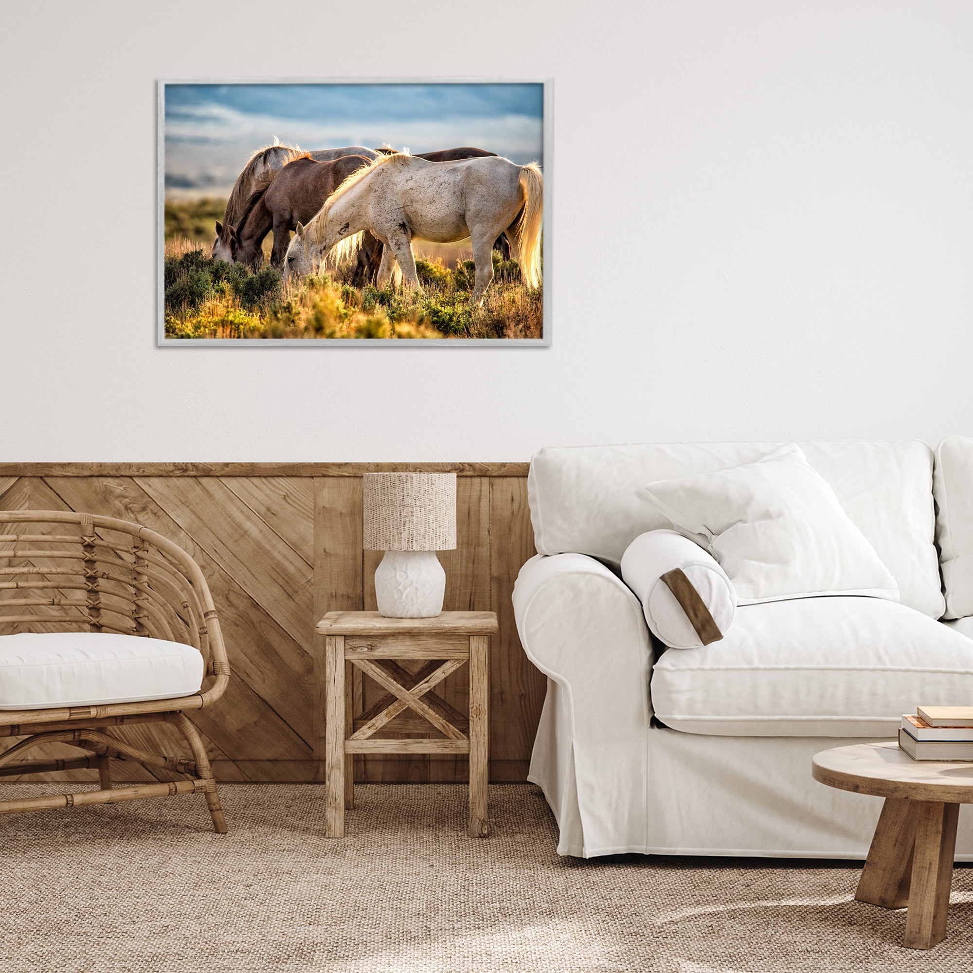 Stupell Industries Equine Evening Graze Gray Framed Giclee Art, design by Tim West