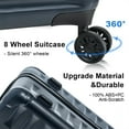 thumbnail image 5 of 3 Piece Luggage Sets, Expandable Suitcase with TSA Lock and Spinner Wheels, Lightweight PC+ABS Luggage Set, Hardside Travel Rolling Suitcases (20"/24"/28"), 5 of 8