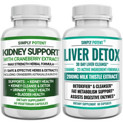 Simply Potents Kidney Support & Liver Detox Supplement with Cranberry, Milk Thistle, Vitamins