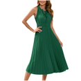thumbnail image 2 of FcBaudy Robe Mi-Mollet Sans Manches à Col Rond, Robes pour Femmes, Robes d'Été pour Femmes Robe de Voyage pour Femmes Taille Haute Plissée Robe d'Été Sans Manches Robe pour Femmes, 2 of 7