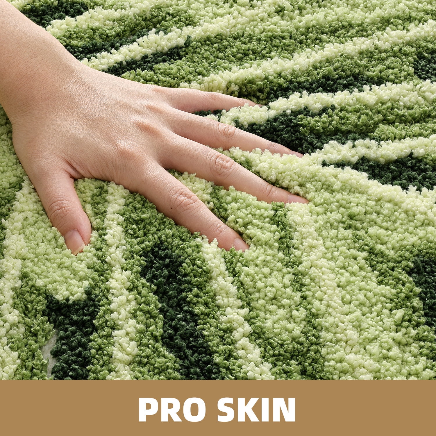 PABUBE Monstera Leaf Bathroom Rug, 24"x32", Cute Green Plush Bath Mat, Fluffy Soft & Absorbent, Non-Slip and Machine Washable Bath Rug for Bathroom Floor