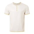 thumbnail image 5 of ZXLBBD T Shirts for Man Short Sleeve Henley Shirt Linen Button Down Soft Breathable Versatile Layering Tops for Everyday Comfort Summer Outdoor T-Shirt,White,S, 5 of 7