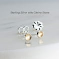 thumbnail image 3 of Sol and Venus LLC 3mm Yellow Citrine Stud Earrings – Sterling Silver Bezel Set Cabochon Piercing Jewelry for Cartilage, Tragus, or Helix (Hypoallergenic), 3 of 7