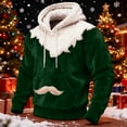 thumbnail image 2 of Christmas Clothes Mens Flannel Santa Claus Funny Hoodies Sweater Long Sleeve Pullover Hooded Sweatshirt (2XL, Army Green), 2 of 5