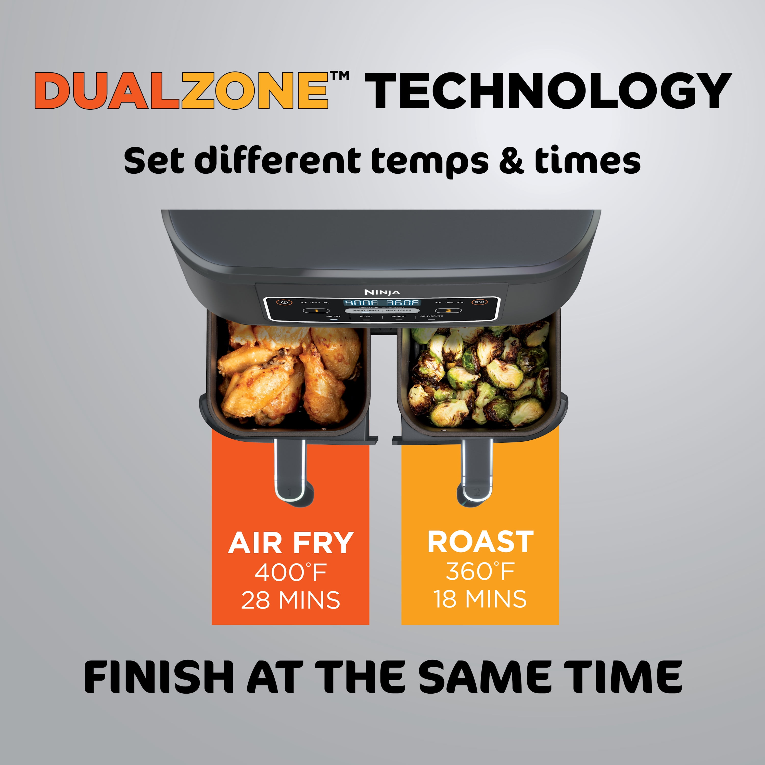 Frigidaire 8 qt Dual Zone 2-Drawer Digital Air Fryer, Black/Stainless