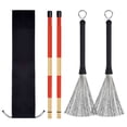 thumbnail image 4 of Juego de Cepillos para tambor Jadeshay Cepillos flexibles metal rojo negro, 4 of 8