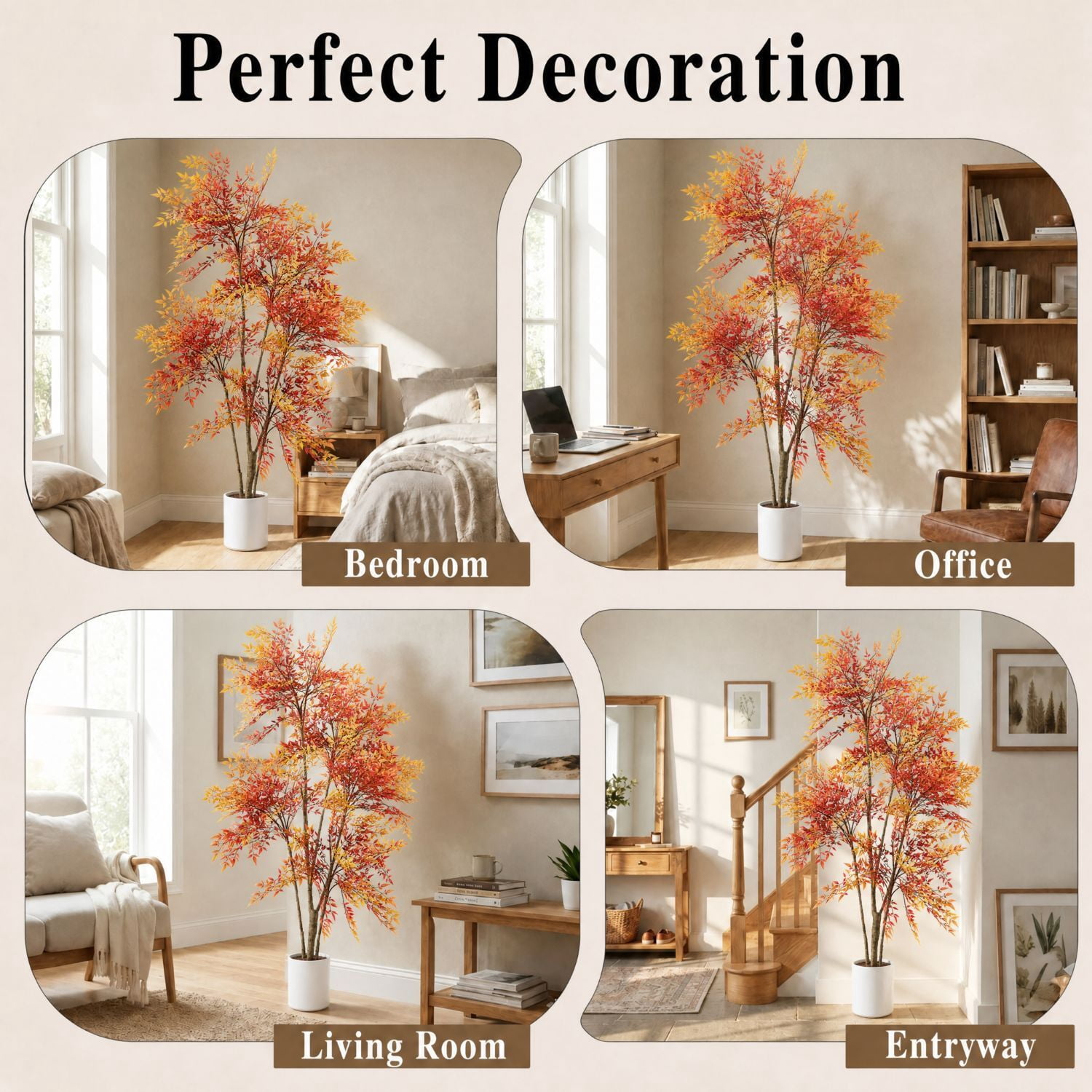 Easy4Home 5.9FT Artificial Plant Fake Nandina Potted Indoor Faux Floor Plant for Home Office Decor, Red