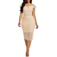 thumbnail image 1 of B91xZ Tenues pour Femmes Formelles Col en V à Volants Fendu Robe de Soirée Longue, Rose TG, 1 of 5