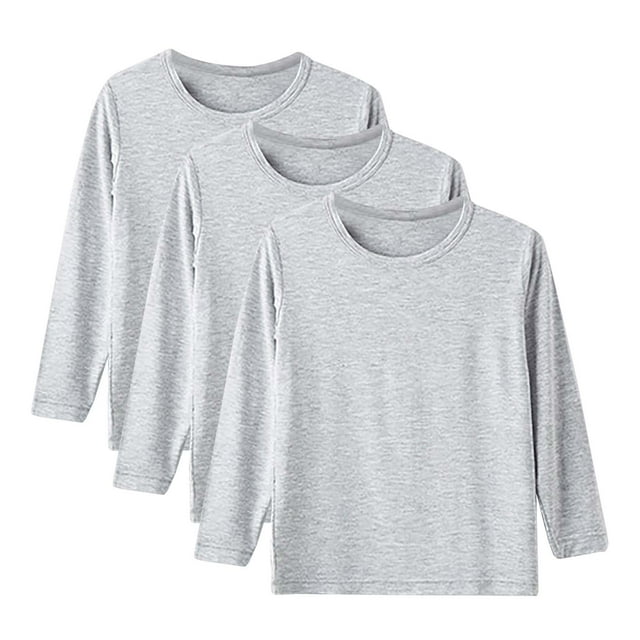 DXOUPM Chandails à Manches Longues pour Filles Col Ras du Cou Lot de 3 Chandail Léger Confortable T-Shirt Doux