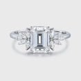 thumbnail image 2 of Blue Jewel Prong Set 2 Ct Emerald Cut Lab Created Diamond Ring - 14K White Gold Plated Birthday Ring - Leaf Shape Wedding Engagement Ring for women's - Gorgeous Wedding Anniversary Gifts for Women's, 2 of 9