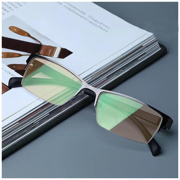 Anti Blue Light Blocking Glasses Semi Rimless UV Blocking Color Changing Lens Eyewear for Men