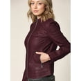 thumbnail image 5 of Made by Johnny Women's Vegan Leather Motorcycle Jacket M WINE, 5 of 6