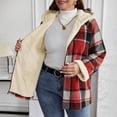 thumbnail image 7 of Zip Up Hoodies Fleece Plaid Jackets Womens Fall Winter Sherpa Lined Thermal Coat Plus Size Checked Warm Jackets, 7 of 7