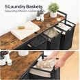 thumbnail image 2 of Laundry Sorter 5 Sections, Laundry Hamper with Wheels, 5 × 10.5 Gallon (40 L), Rolling Laundry Basket, Pull-Out and Removable Oxford Fabric Bags, Rustic Brown and Black BF07XY01, 2 of 8