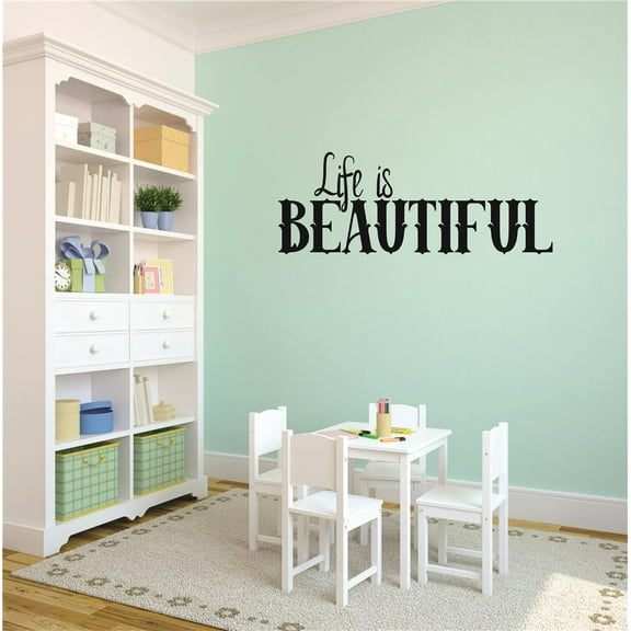 Custom Wall Decal Life is BEAUTIFUL Quote Peel & Stick Sticker Vinyl Wall Decal 14x28 Inches