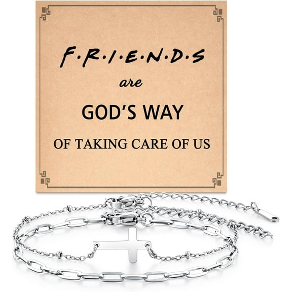 Silver Cross Bracelet for Women, Christian Gifts for Women, Religious Gifts Dainty Bracelet