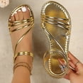 thumbnail image 7 of Caywon Women Strappy Sandals, Elastic Ankle Strap Flat, Open Toe Slip On Summer, Comfortable Ladies Beach Shoes Sandalias Mujer, 7 of 7