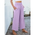 thumbnail image 4 of ANRABESS Womens High Waisted Palazzo Pants Lightweight Casual Summer Pants Loose Lounge Pants Flowy Wide Leg Trousers for Beach Travel Vacation Light Purple XL, 4 of 8