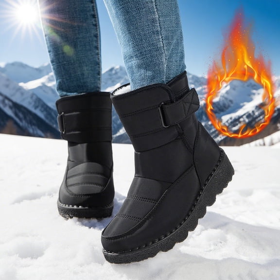 OKBOP Women's Walking Boots Side Zip Chunky Sole Round Toe Comfort