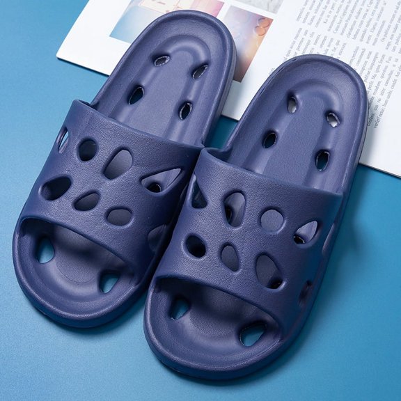 Nvzi-c Slippers for Women and Men Non Slip Quick Drying Shower Slides Bathroom Sandals ，Ultra Cushion ，Thick Sole（Size：42-43，Dark Blue）
