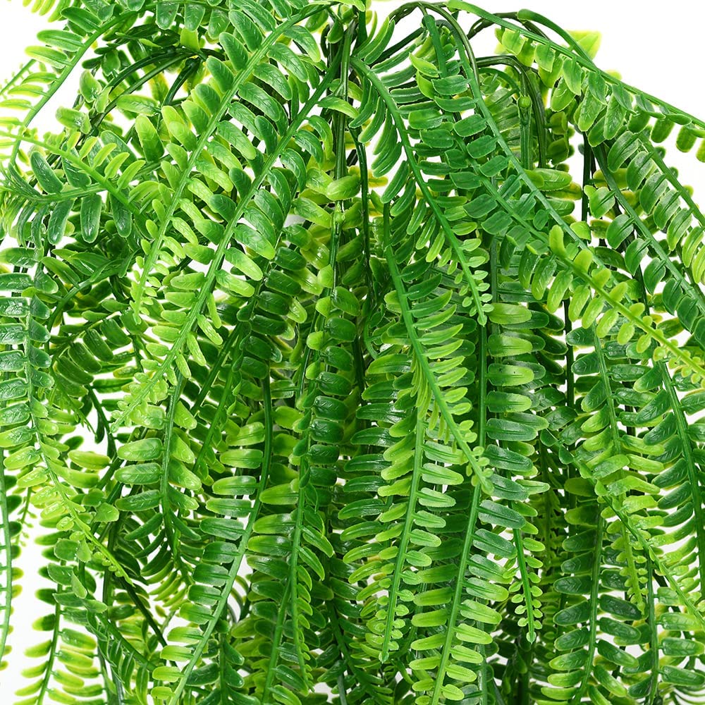 MAMOWEAR Boston Ferns Artificial Persian Rattan Fake Hanging Plant Faux Greenery Vine Outdoor UV Resistant Plastic Plants for Wall, Wedding Party Decor-4 pcs