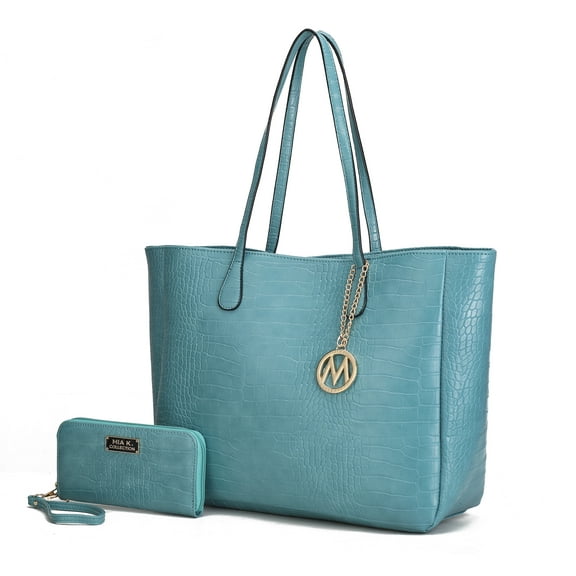MKF Collection Sadie Oversize Tote Bag & Wallet Set, Crocodile Vegan Leather Shoulder bag Handbag by Mia K