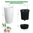 thumbnail image 2 of Garvee 2-Pack 22 in Tall Planters for Outdoor Plants with Water Level Monitor ＆ Inner Bucket, White, 2 of 9