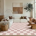 thumbnail image 5 of WIPONKEN 5'x7' Area Rugs for Living Room Modern Checkered Pink Rugs for Bedroom Kitchen Non Slip Washable Geometric Contemporary Carpets for Home Office Dining Room Throw Rugs, 5 of 6