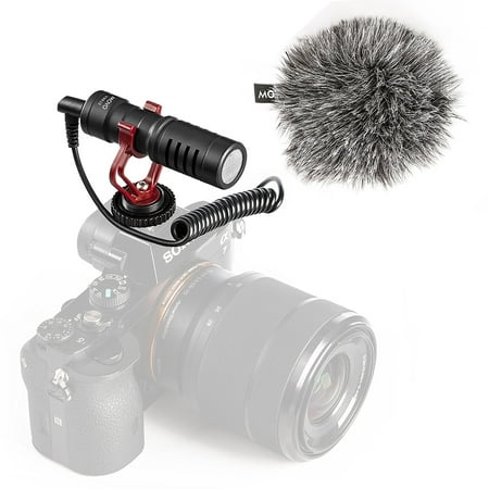 Movo VXR10 Universal Cardioid Condenser Video Microphone with Shock Mount, Deadcat Windscreen, & Case for Smartphones, DSLR Cameras &