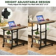 thumbnail image 5 of Homieasy Height Adjustable C-Shaped End Table with Power Outlet, Portable Mobile Side Table with 2-Tier Storage Shelves, for Living Room, Bedroom, Rustic Brown, 5 of 8
