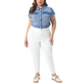 thumbnail image 2 of Agnes Orinda Plus Size Denim Vest Tops for Women Y2K Button Down Short Sleeve Streetwear Jean Jacket 3X Light Blue, 2 of 6
