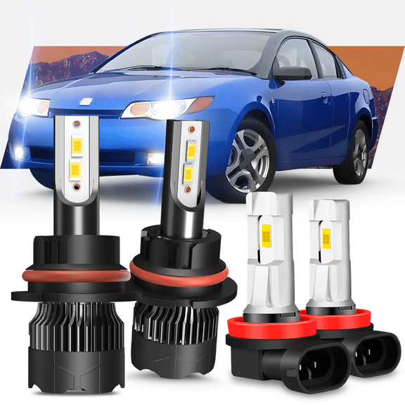 Fits 2003-2007 Saturn Ion LED Headlights Bulb 9007 High Low Beam H11 Fog Light Set