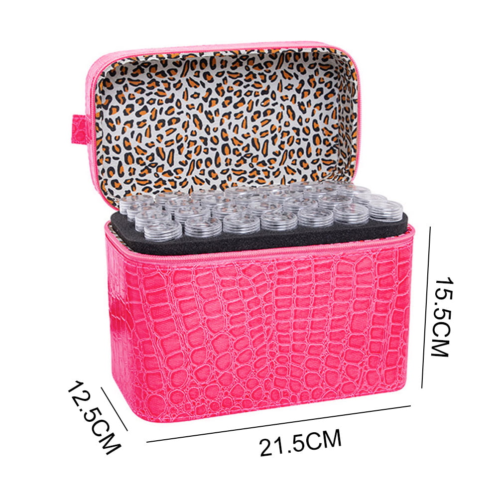 84 Slots Diamond Embroidery Box PU Diamond Painting Accessory Storage Case Container DIY Art Craft Jewelry Beads Sewing Pills Organizer Holder Clear Plastic Beads Cross Stitch Zipper Storage Bag Boxes 