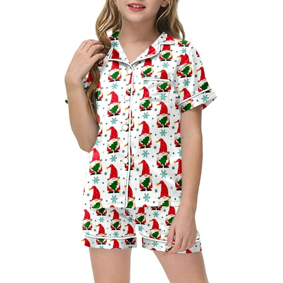 FYEGRE Festive Holiday Kids Playwear Set with Whimsical Character Design Top and Bottom Comfy Daily Wear for Toddlers and Children White 10-11 Years