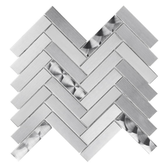 Modket TDH524SS Brushed Nickle Stainless Steel Metallic Metal Swirling Mosaic Tile Backsplash