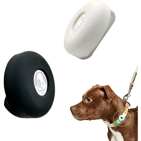 Airtag Dog Cat Collar Holder, Silicone Pet Collar Case for AirTags Case Compatible for Apple AirTag Anti-Lost Air Tag Case Holder-2 Packs-(Black&White)