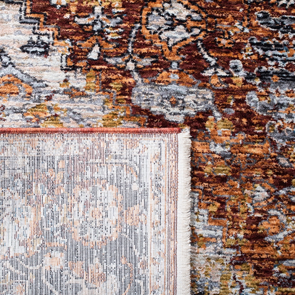 SAFAVIEH Limitee Abigail Medallion Runner Rug, Beige/Rust, 2' x 10'