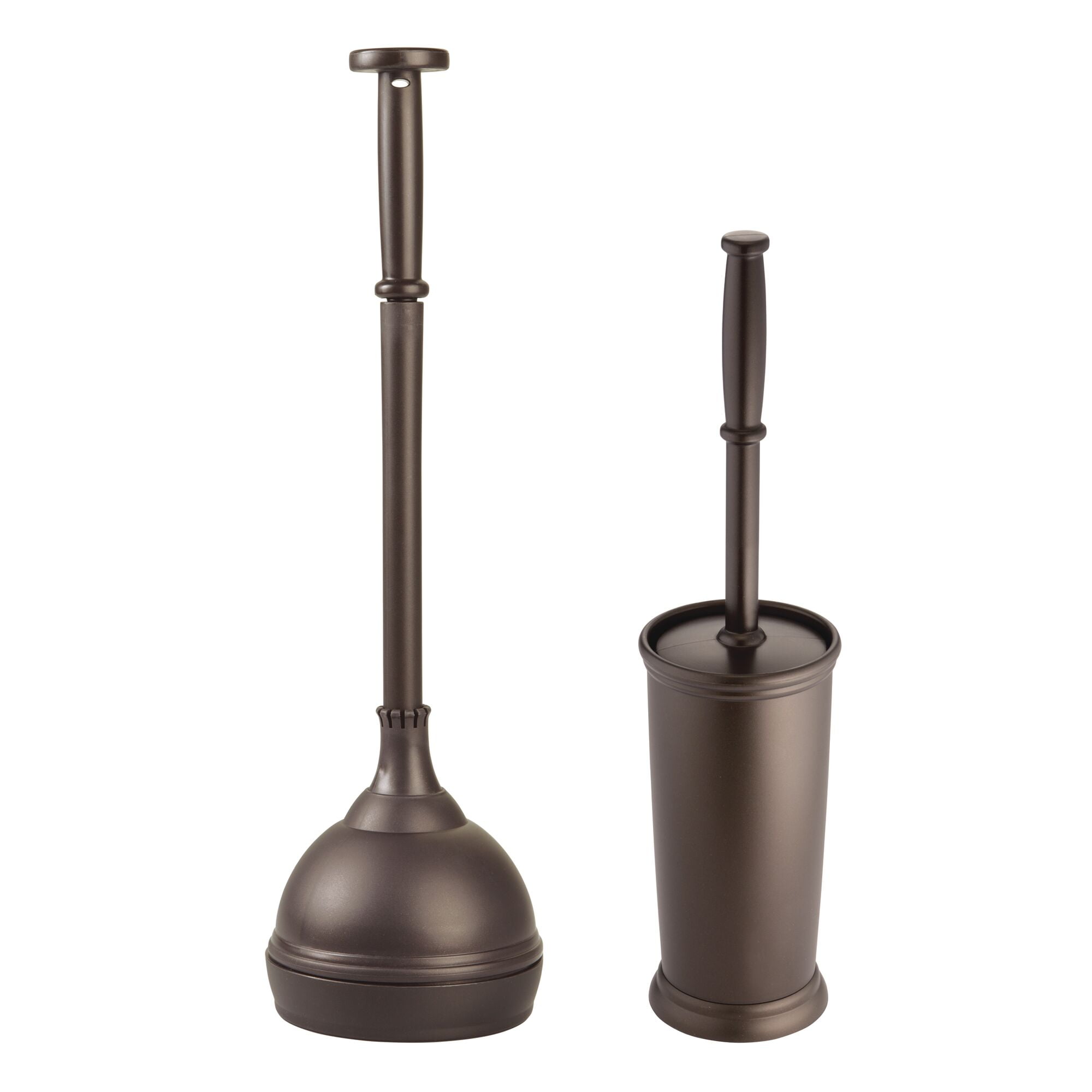 mDesign Bathroom Toilet Bowl Brush and Plunger - Set of 2 Bronze for sale  online