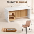 thumbnail image 3 of Hawsaiy 5 Piece Dining Table Set for 4, 63" Faux Marble Dining Table with LED Lights & Storage Cabinet, Kitchen Table and 4 PU Leather Upholstered Dining Chairs, White, 3 of 10