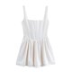 thumbnail image 5 of Mini vestido plisado con cuello cuadrado para mujer - Vestido corto de fiesta ajustado con cintura baja, bajo con volantes, cremallera lateral y diseño de doble capa, 5 of 5