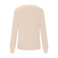 thumbnail image 4 of Women's V Neck Sweater Solid Color Pullover Knit Top Casual Loungewear Long Sleeve Base Layer Fall Fashion Outfits Beige M, 4 of 5