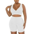 thumbnail image 5 of Bovxnpu Women Athletic Outfits, 2 Piece Workout Sets, Women's Fashion Two-piece Solid Color V-Neck Tank Top And Short Sports Casual Suit S, 5 of 7