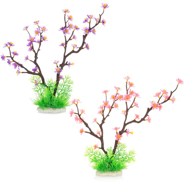 Decoración de plantas de acuario de plástico de 2 piezas, plantas acuáticas de algas artificiales para acuario.