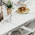 thumbnail image 6 of 70" Rectangular Dining Table for 6 People, Modern Faux Marble Kitchen Table with Stainless Steel Legs, Dining Table for Dining Room, Living Room, 6 of 7