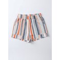 thumbnail image 5 of Asyoly Womens Striped Shorts for Summer Casual Vintage Washed Elastic Frill Waist Shorts with Pocket, 5 of 8