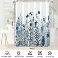 thumbnail image 5 of Blue Floral Shower Curtain,Navy Blue Lush Flowers Bathroom Shower Curtains Sets with 12 Hooks,Watercolor Pretty Botanical Leaves Blossom Bath Curtains,72x72in,Waterproof Fabric, 5 of 6