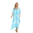 thumbnail image 3 of Beautybatik Blue Women Hippie Tie Dye Caftan Kaftan Loungewear Maxi Plus Size Long Dress XL, 3 of 6