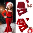 thumbnail image 2 of Baby Girls Christmas Cosplay Santa Claus Costume For Kids Xmas Party Red Clothes Tops+ Pants+Hat+Belt Children New Year Outfits, 2 of 5