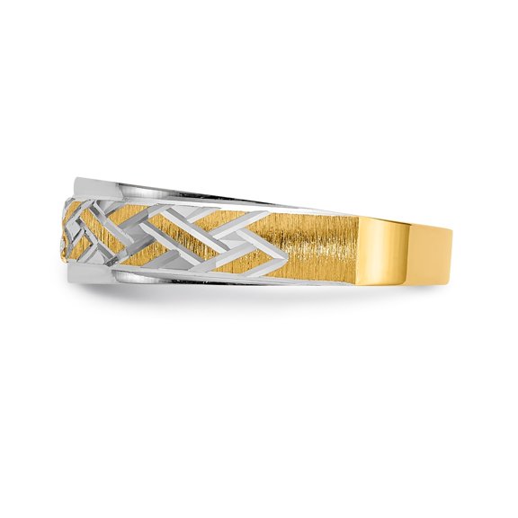 14k Yellow Gold Fine Brilliant Quality Trio Mens Wedding Band
